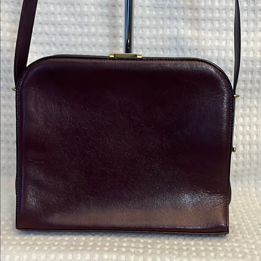 Goldpfeil Burgundy Leather Shoulder Bag  (REHAB) - Picture 5 of 13